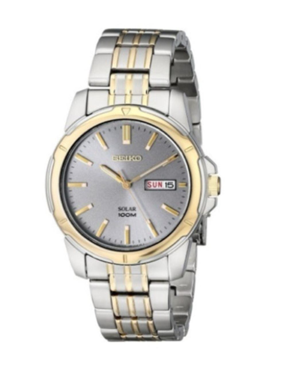 Seiko SNE098 Solar Two Tone Mens Watch Silver Gold Wristwatch Needs Battery